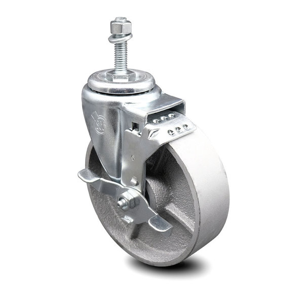 Service Caster Semi Steel Swivel TS Caster w/Roller Bearing - 5" Wheel & 3/8" Stem w/Brake SCC-TS20S515-SSR-TLB-381615